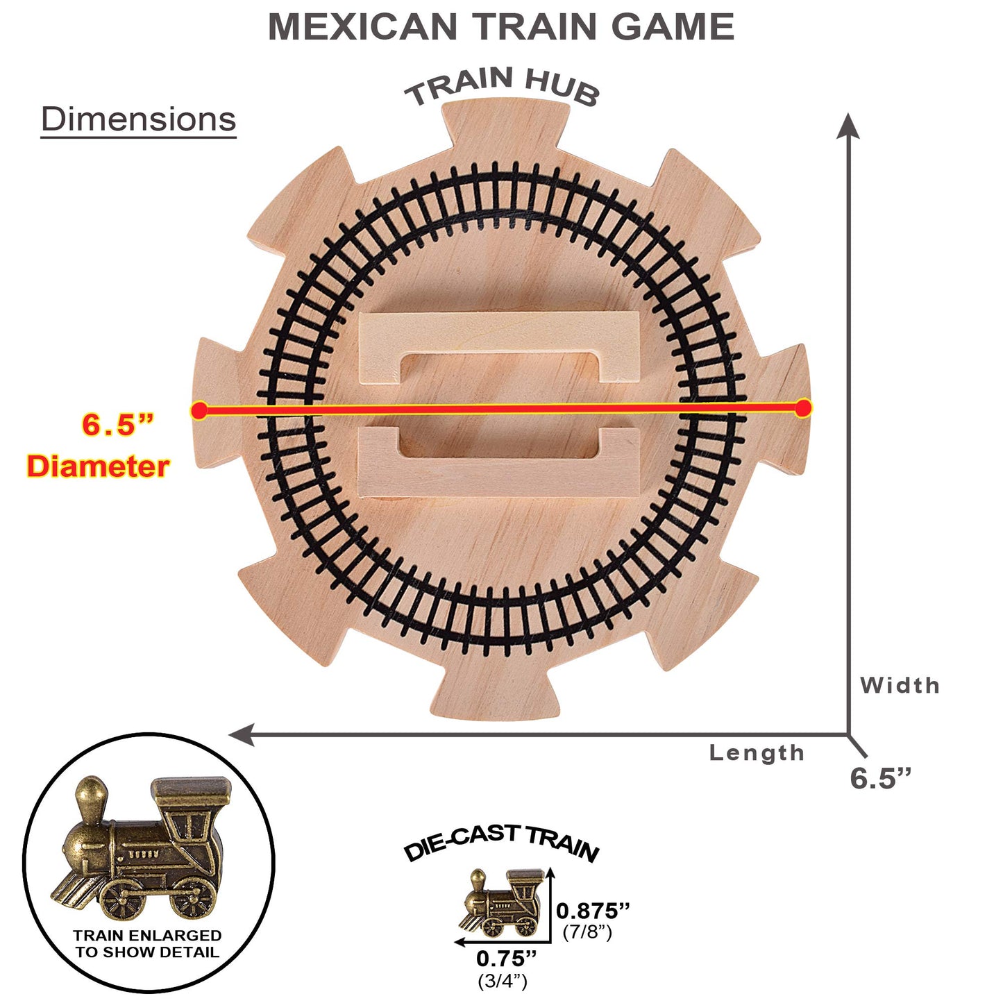 RNK Gaming Double 12 Mexican Train Dominoes Set with Wooden Hub, 8 Metal Trains, Aluminum Case, Multi-Color Dots
