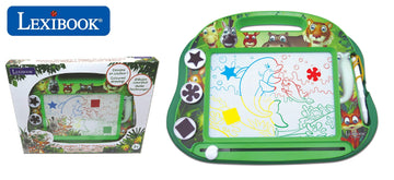 LEXiBOOK, Multicolor Magic Magnetic Animals Drawing Board, Artistic Creative Toy for Girls and Boys, Stylus Pen and Stamps, Gree