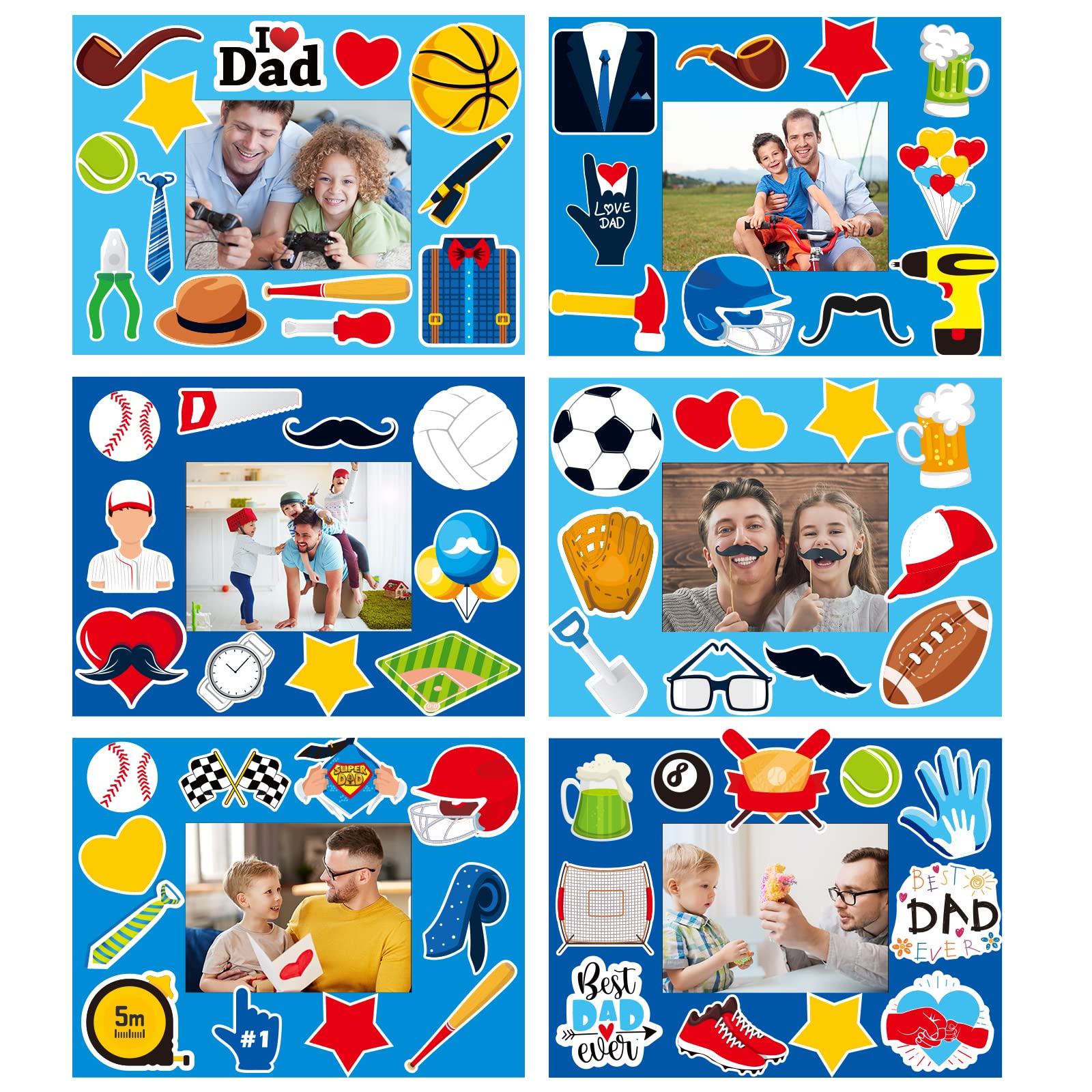 Chiazllta 30 Packs Fathers Day Craft Kits For Kids Father'S Picture Frame Diy Craft Art Fathers Day Party Decoration Favor Home
