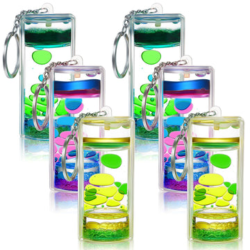 Equsion 6 Pcs Liquid Keychains Motion Bubbler Sensory Toys Liquid Timers Fidget Keychain End Of Year Student Gifts (Bright Color