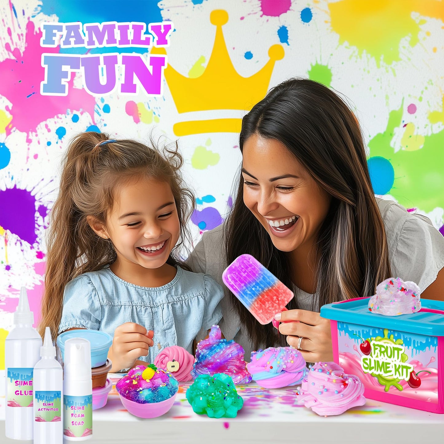 Slime Making Kit For Girls, Glimmer Crunchy Slime, Foam Slime, Jelly Cubes Slime, Glowing Slime, Stress Relief Toys For Kids 6-1