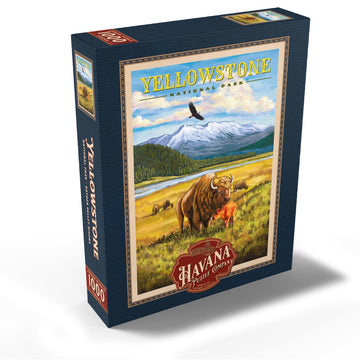 MyPuzzle Yellowstone National Park - Hayden Valley Bisons  Vintage Travel Poster - enhanced 1000 Piece Jigsaw Puzzle for mature-themeds