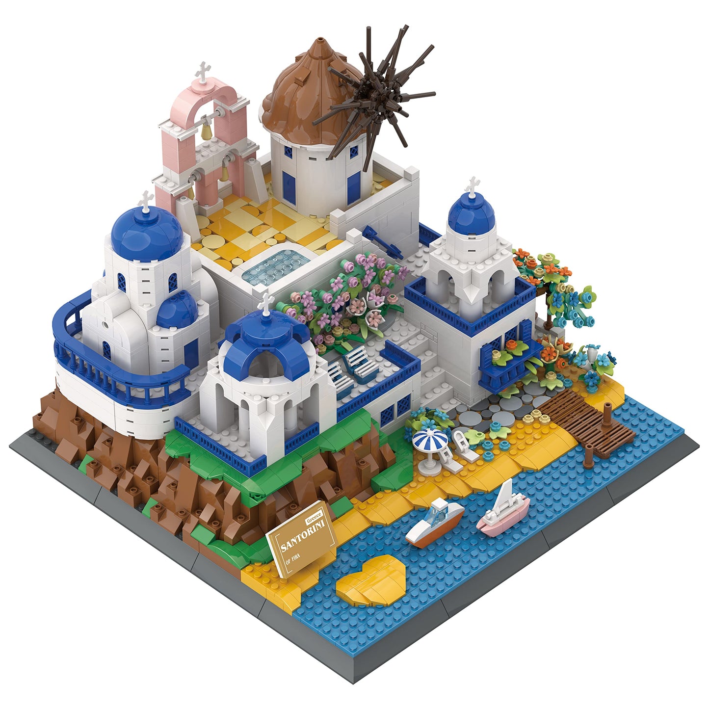 Apostrophe Games Santorini Building Block Set - 1372 Pieces - Plastic - Multicolor - Medium Size - Landmark Model for Kids and Adults