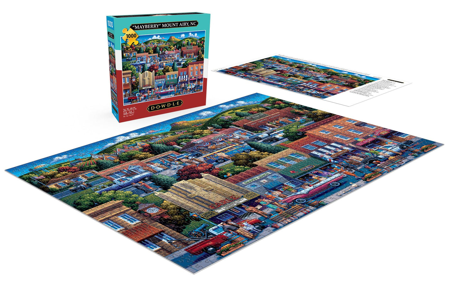 Buffalo Games 1000 Piece Jigsaw Puzzle - Mt Airy, NC - Large Multicolor Paper Puzzle - Model 12821 - Perfect for Game Nights