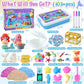 G.C Mermaid Sensory Bin for Girl Kid Toy, 103pcs Play Sand Art Kit with Sandbox/2lb Color Sand/6 Molds/Treasure Box/Shell, Ocean