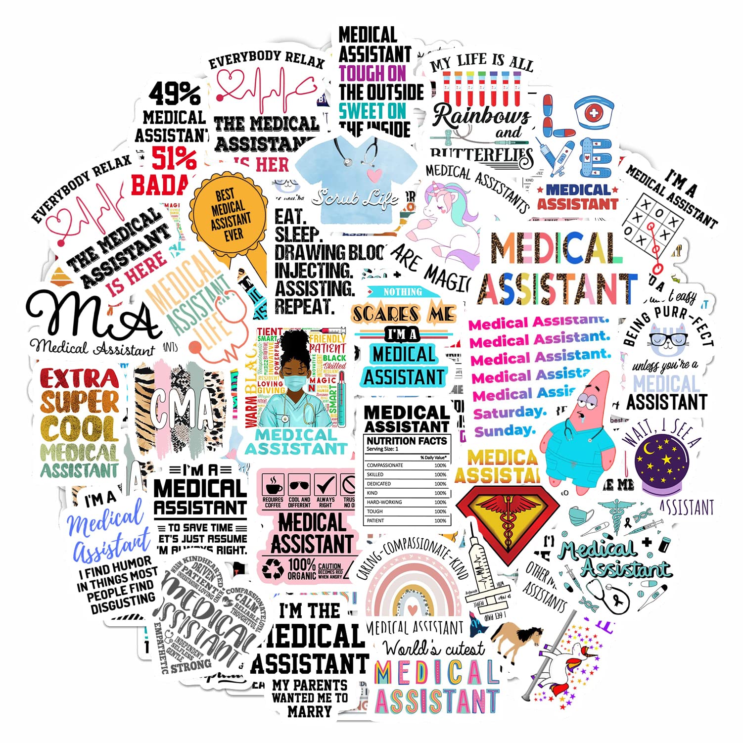 100 Pcs Funny Medical Assistant Stickers, Medical Assistant Gifts For Women & Men, Medical Assistant Accessories, Medical Assist