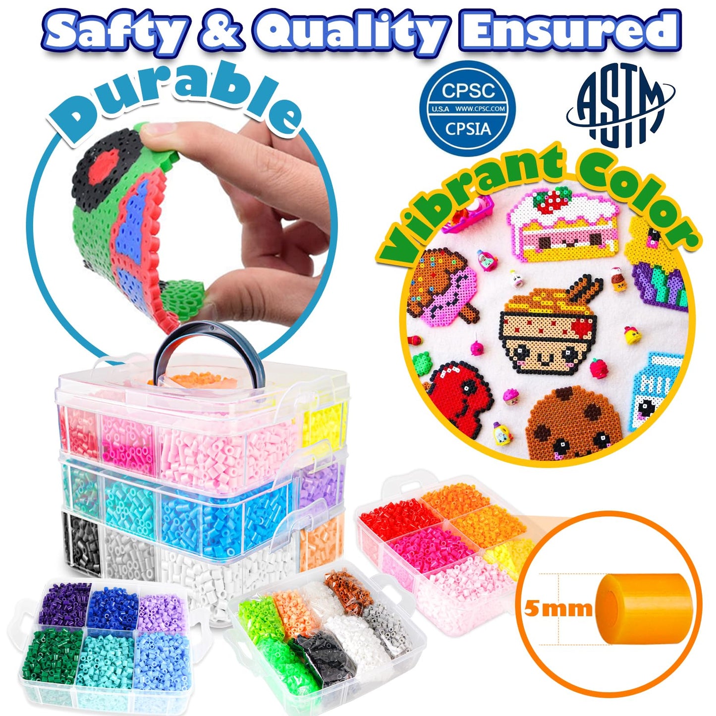 FUNZBO 12000 5mm Fuse Beads Kit Iron Set - Easter Toys Gifts for Kids Crafts for Girls Ages 8-12, Arts and Crafts for Kids Ages