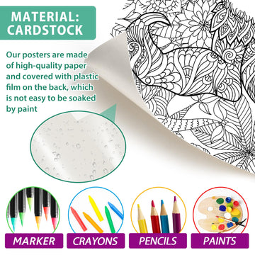 Mandala Giant Coloring Posters For Kids Adults Sloth Coloring Sheets 39.37×51.96 Inch Mandala Coloring Poster Wall Art Decor Blank Banner For School Group Family Art Craft Activities Decoration