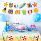 Lide Road 2 Pcs Summer Beach Tablecloth Hawaiian Decorations Disposable Plastic Pool Tablecloth Table Cover for Picnic Beach The