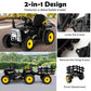 HONEY JOY Ride On Tractor with Trailer, 12V Electric Vehicle for Kids, 3-Gear-Shift Ground Loader, LED Lights, Horn, Music, Batt