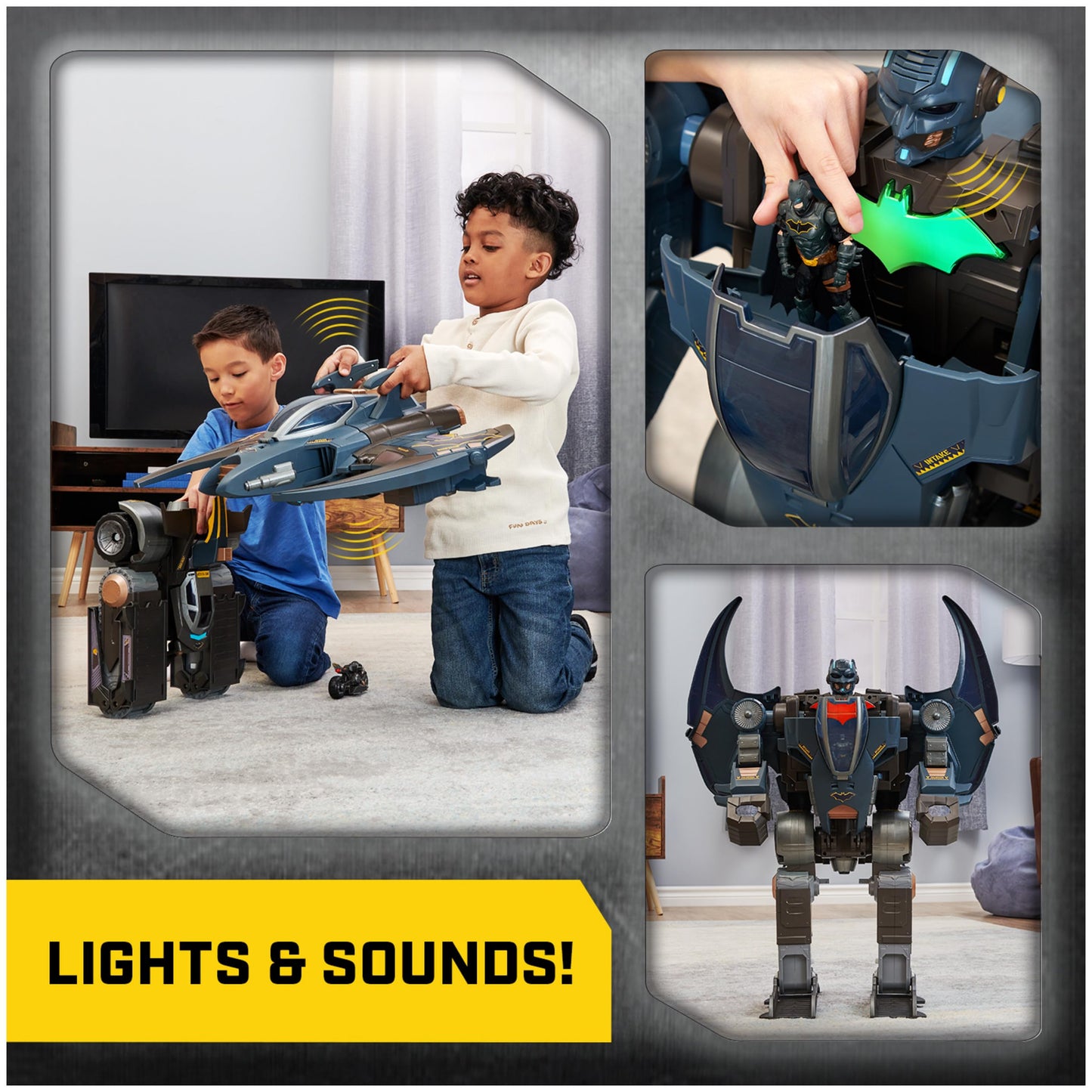 Dc Comics, Batman, Gotham City Guardian Playset, 4-In-1 Transformation, Batman Figure, Lights & 40+ Sounds, Kids Toy For Boys & Girls Ages 5+