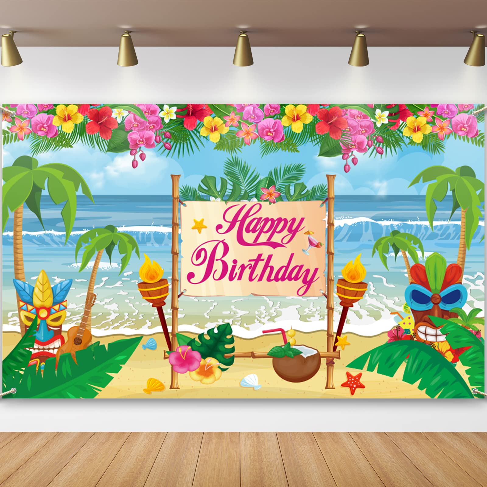 Summer Hawaiian Birthday Backdrop For Hawaiian Luau Party Decorations Hawaiian Aloha Beach Banner For Aloha Luau Birthday Party Supplies Photo Booth Props Banner