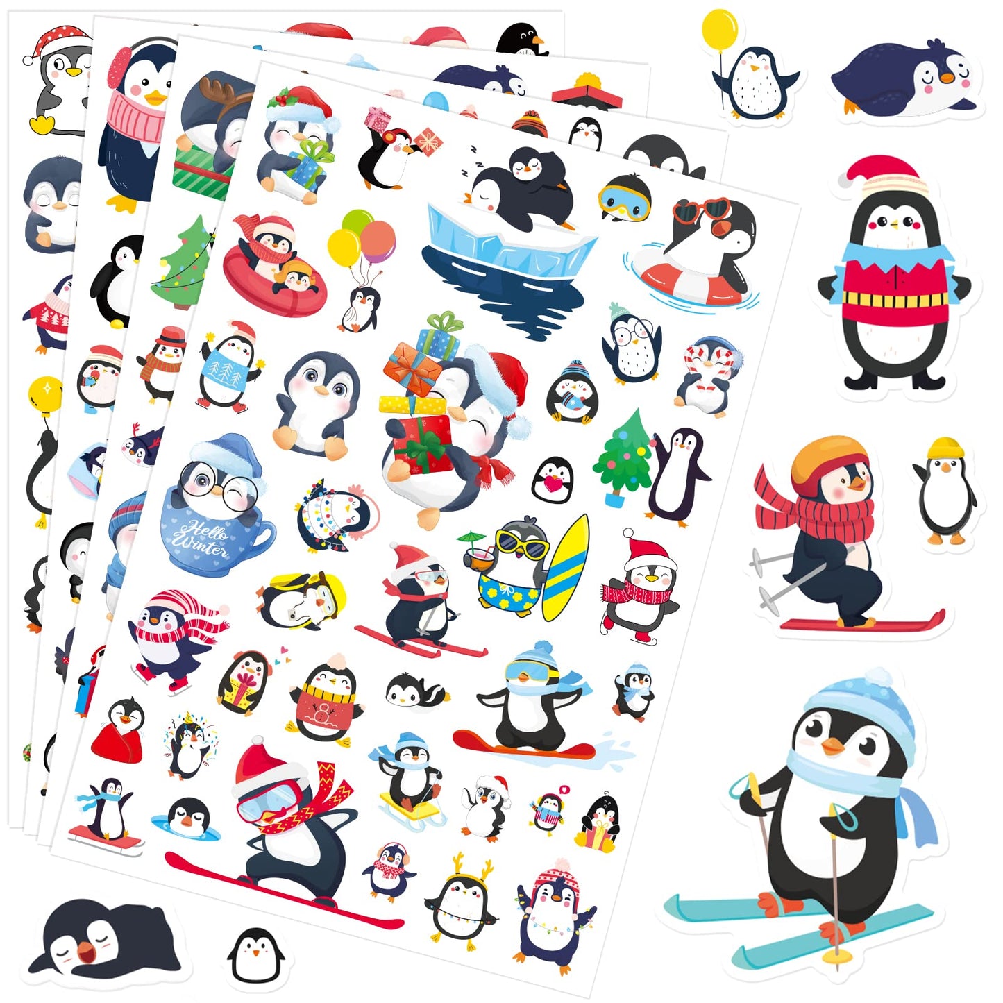 Cute Penguin Stickers 720 Counts Waterproof Cartoon Penguin Animal Decal Sticker Party Gifts Goodie Bags Decor Reward Birthday Party Favors Water Bottle Laptop Adhesive Sticker Invitation Decor