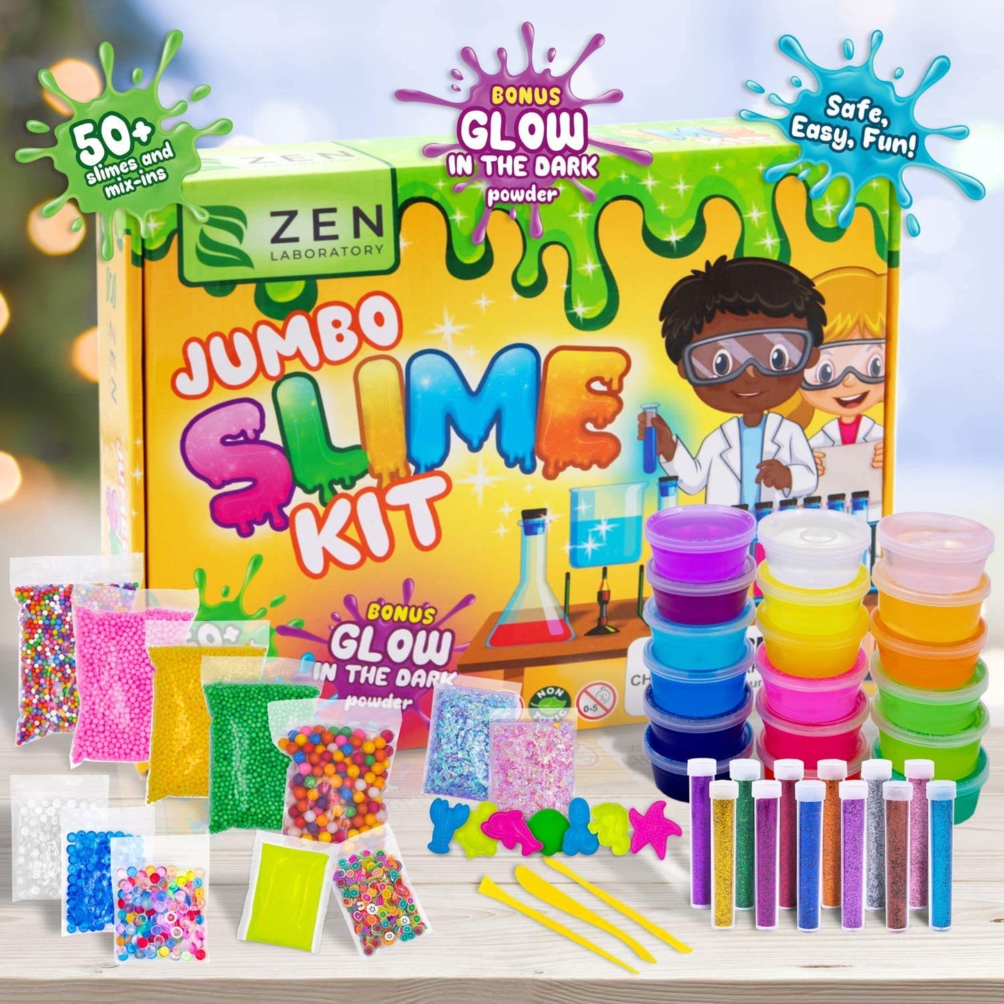 Zen Laboratory Ultimate Slime Kit for Girls 10-12 | Jumbo Green DIY Slime Making Set | Perfect for Kids & Christmas Party Favors