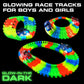 Usa Toyz Glow Tracks Starter Kit Race Tracks And 2 Led Toy Cars - 216Pk Glow In The Dark Bendable Flexible Rainbow Race Track Set With 2 Light Up Car Toys, Stem Building Toys For Boys And Girls