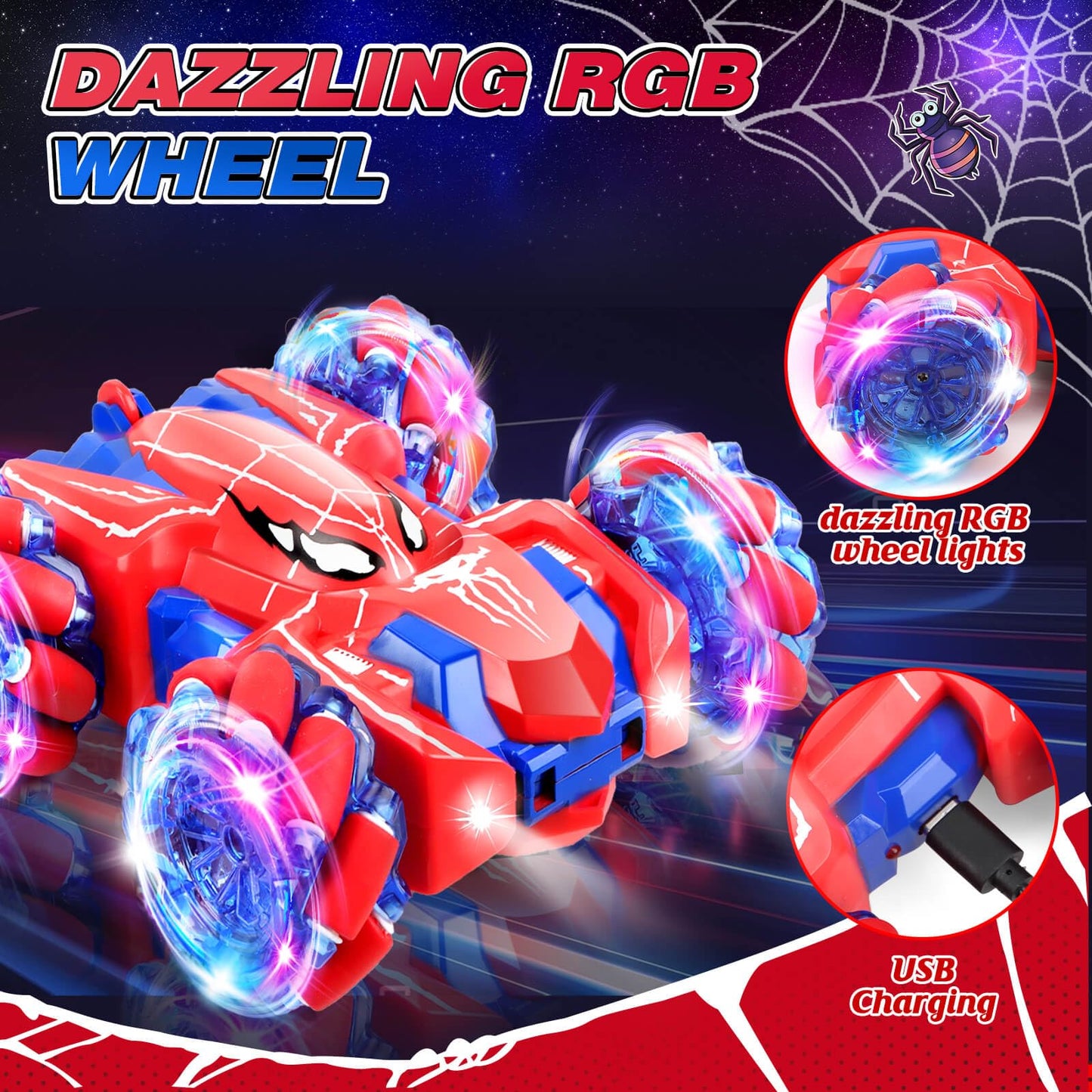 Dolanus Spider Remote Control Car, RC Cars Kids Toys Boys 3-5, Toys for Ages 8-13, Gifts for 3 4 5 6 7 8 10 12 Year Old Boys Kid