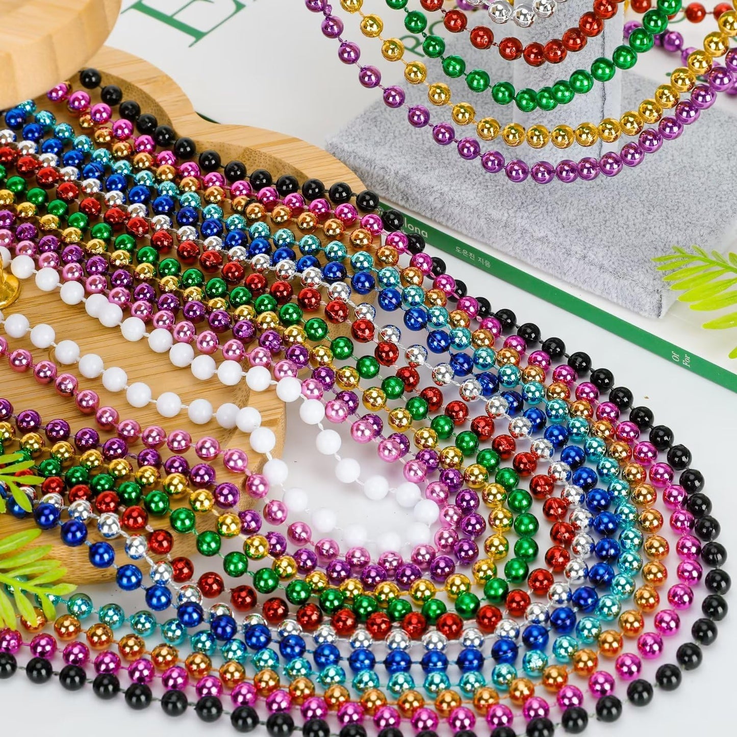 144Pcs Pride Accessories, Metallic Pride Lgbtq Beads Necklace Bulk, 6 Kinds Of Rainbow Beads Necklace Stuff, Gay Lesbian Pride N