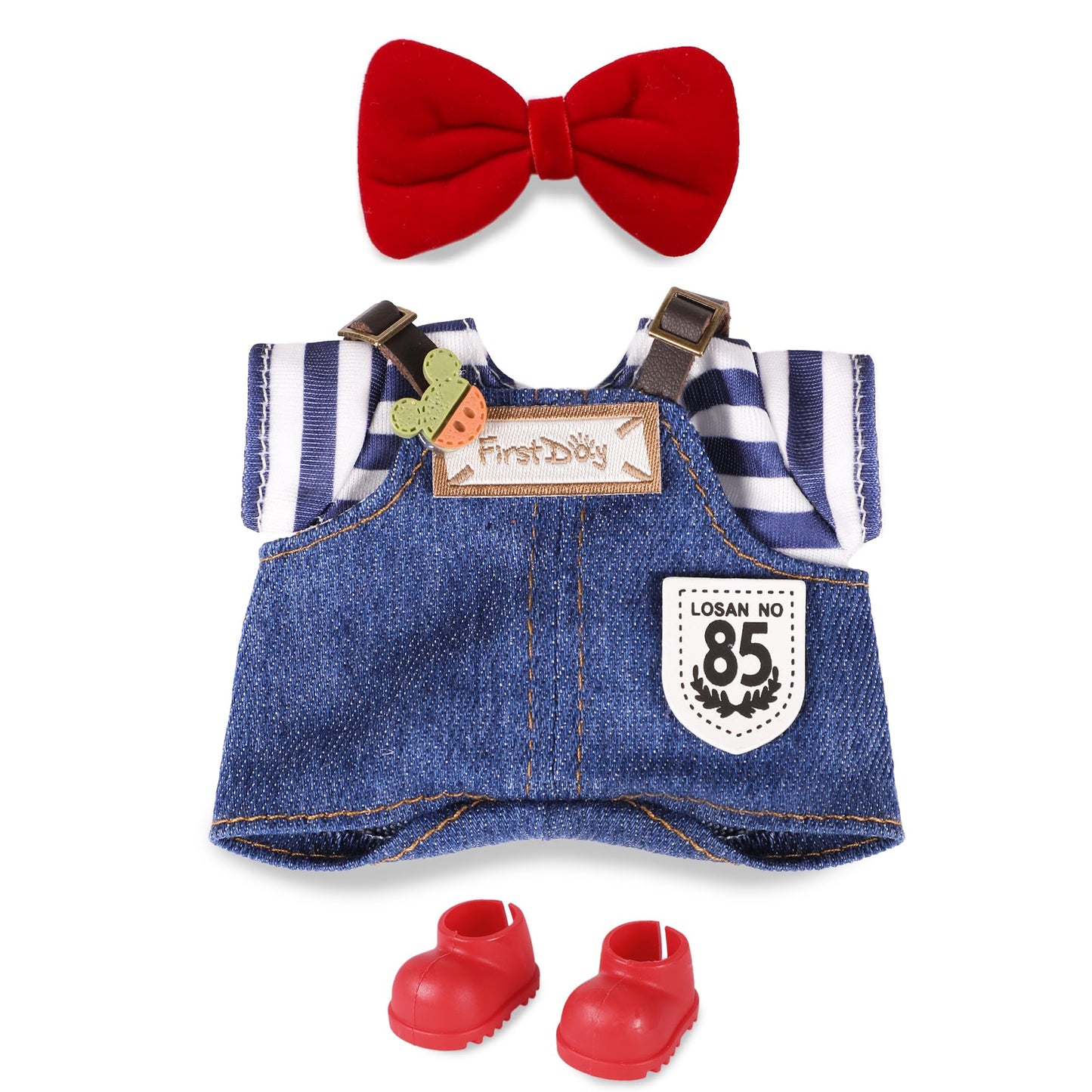Clothes for 6.7in/17cm Doll  Set of 4 Cute Doll Accessories Includes Doll Hat+T-Shirt+Bib Pants+Shoes Set enhanced Fashion Outfit for Collectors Unique Gift (Style A)