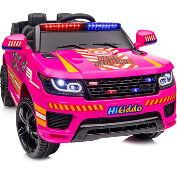 Hikiddo 24V Electric Police Ride-On Car For Kids, Ride-On Toy Kids Car W/Parental Remote Control, 2X200W Motors - Pink