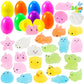 Joyin 24 Pcs Easter Prefilled Eggs With Mochi Squishy Toys, Cute Glitter Stress Reliever Squishy Toy For Easter Theme Egg Hunt,
