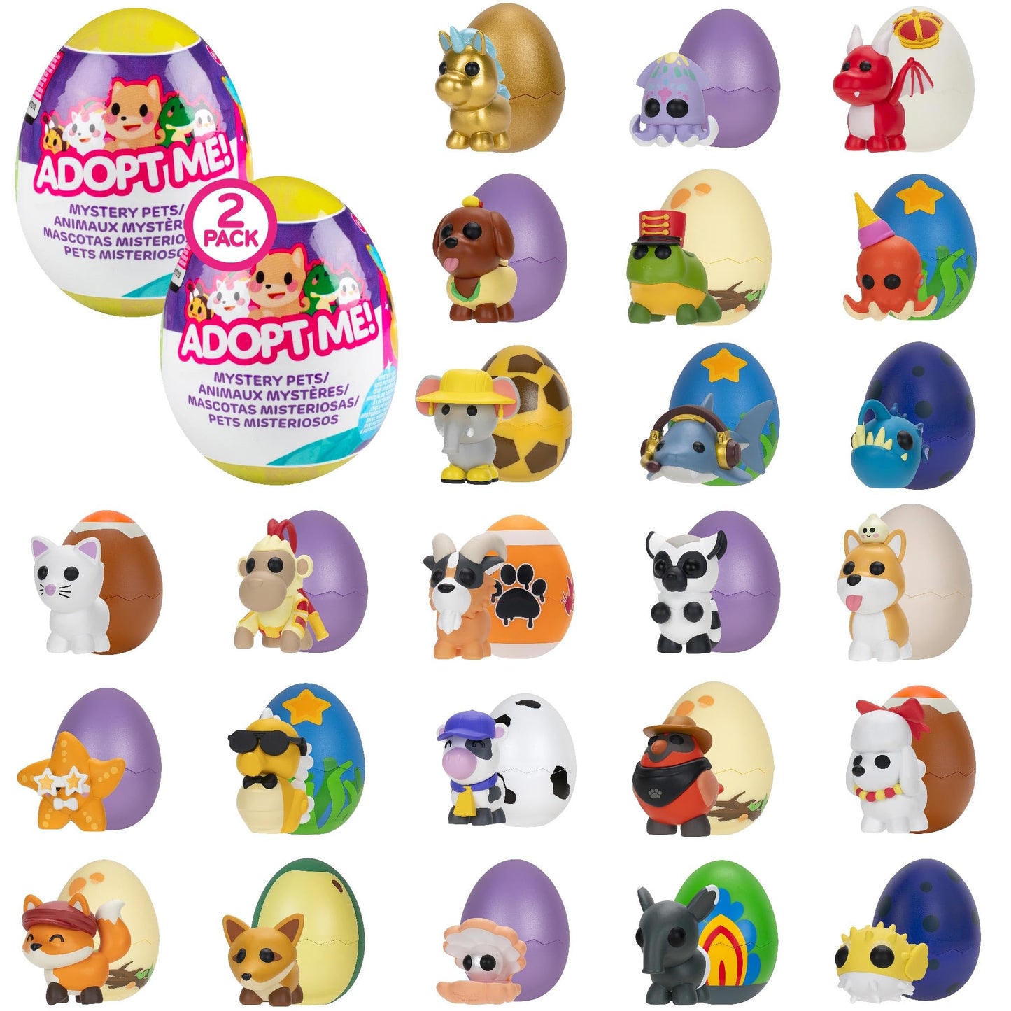 Adopt Me! Mystery Pets Blind Box Egg Assorted 2-Pack - Series 5 - limited availability Virtual Item Game Code - Collectible Mini Animal Toy Figure  Styles May Vary - Gift for Kids  Girls & Boys - 6+