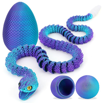 Tboline 3D Printed Snake Eggs, Easter Egg Filled With Toy - Basket Essentials For Kids Boy Girls, Flexible Articulated 3D Printe