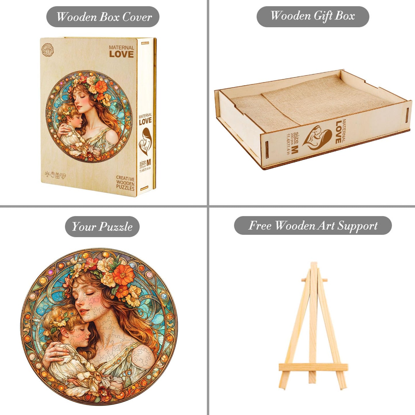 Jigfoxy Wooden Puzzle for mature-themeds  Mom Mary Jigsaw Puzzles for mature-themed  Unique Animal Shape Wood Cut Puzzles  Christmas Thanksgiving Gifts for Friends Family (L-13.4 * 13.4in-300pcs)