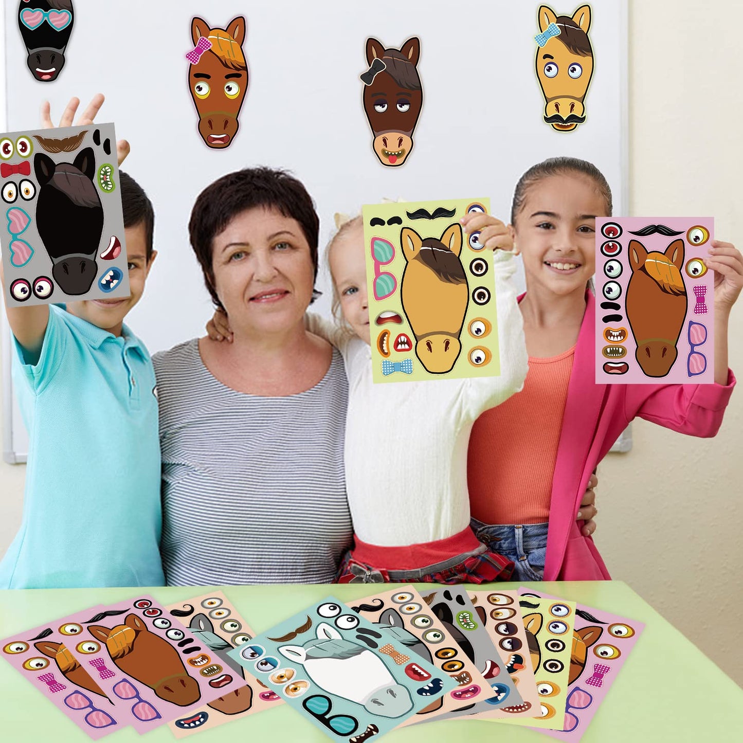 Dorgua Make-A-Face Sticker Set, Make A Horse Stickers For Kids Boys, Diy Craft Stickers Face Stickers Decor, Make Your Own Horse