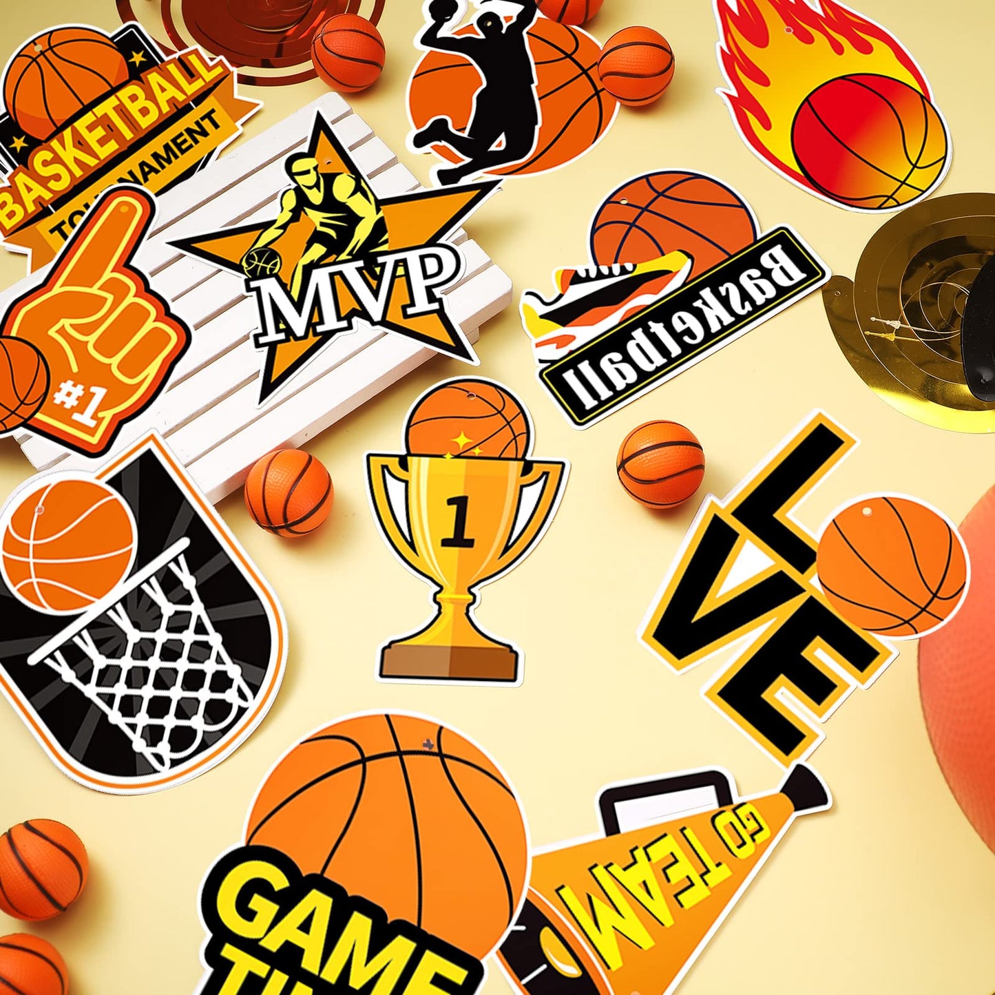 56 Pieces Basketball Party Decorations Hanging Swirls Basketball Decorations Paper Sports Party Decorations Cutouts Hanging Deco