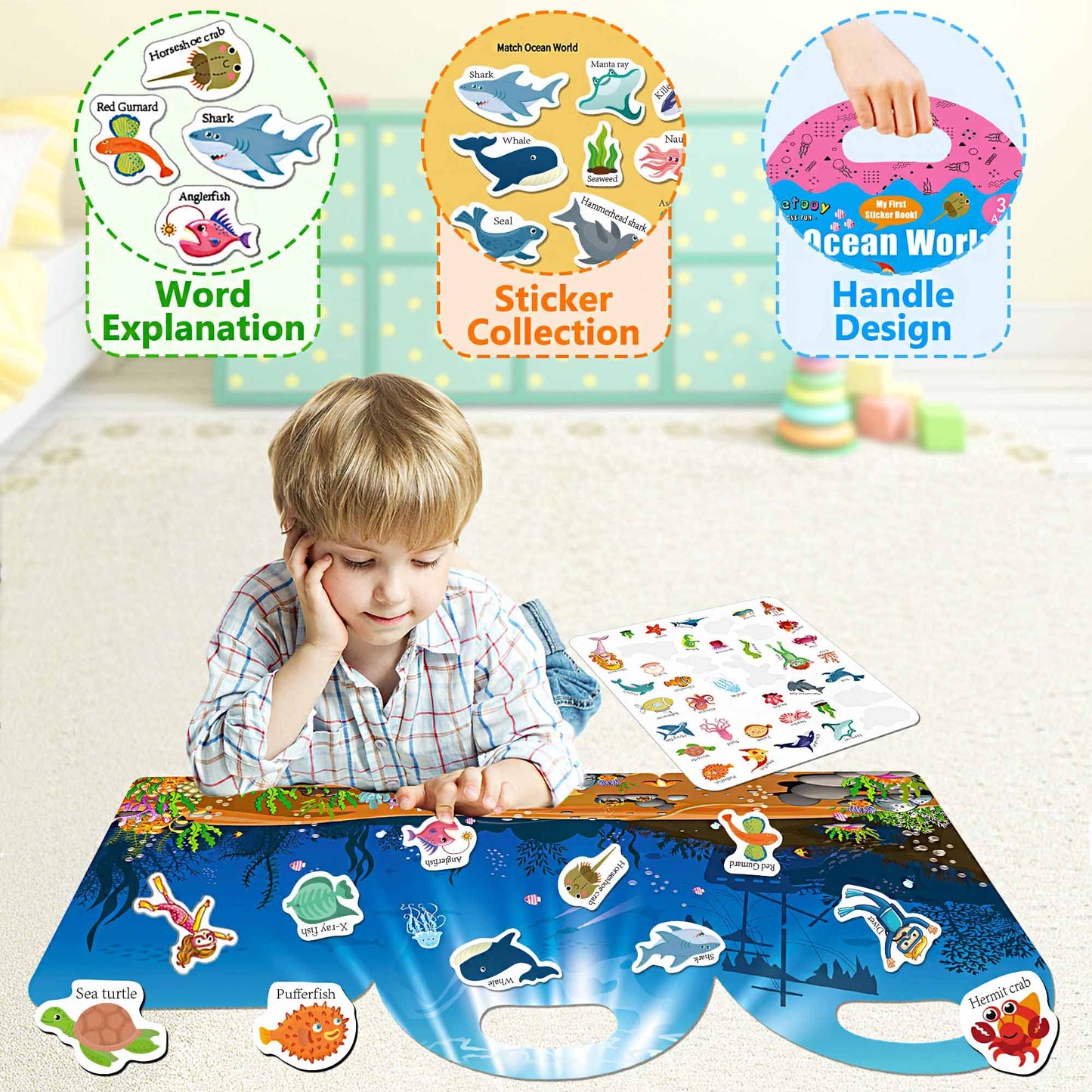 Igetooy Reusable Sticker Books For Toddlers 1-3, Sticker Book For Toddlers 2-4 Years, Toddler Travel Essential In The Car/Train/Plane