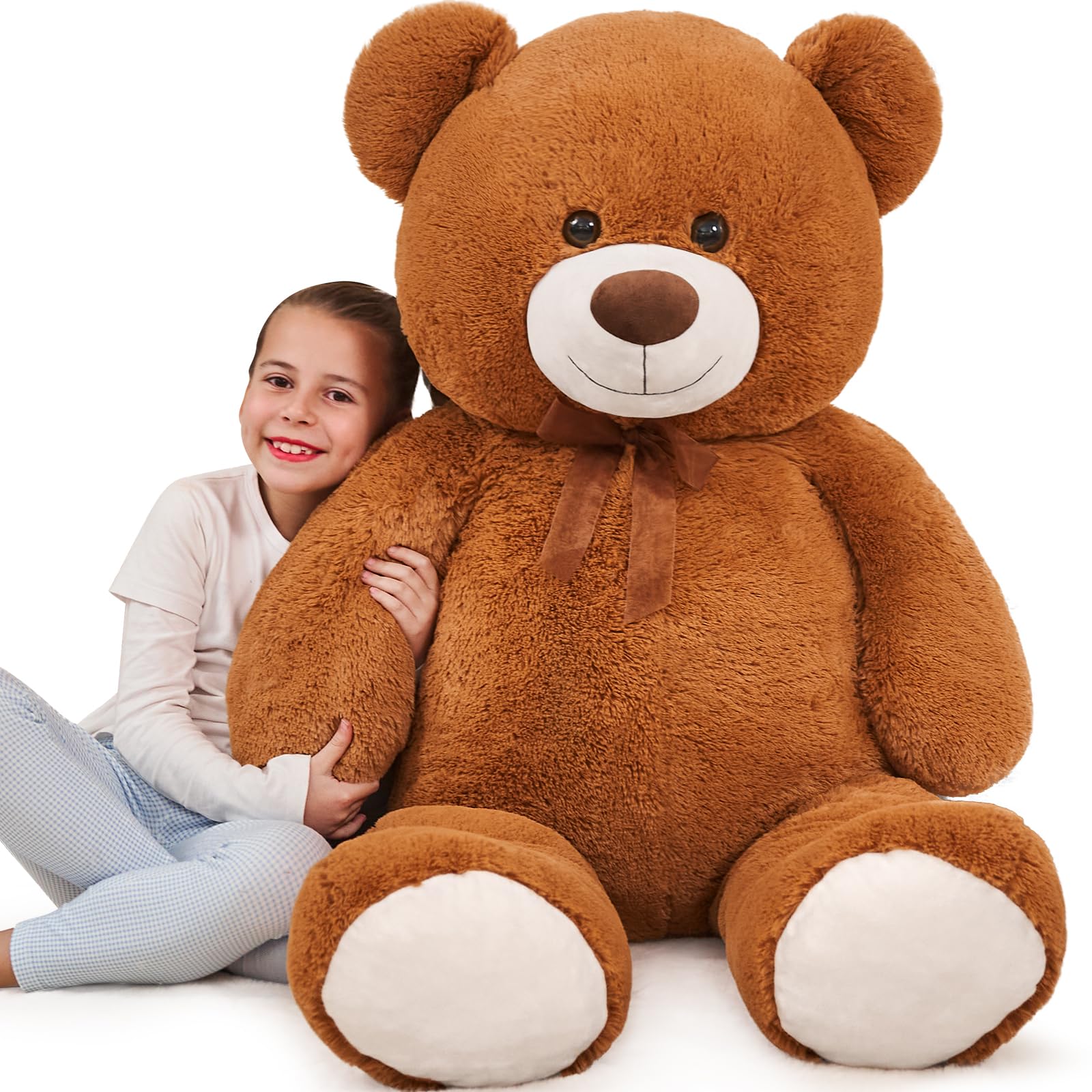 Tezituor Giant Teddy Bear Stuffed Animal 51in, Big Stuffed Bear Plush for Baby Shower, Huggable Large Teddy Bear Gift for Kids, 