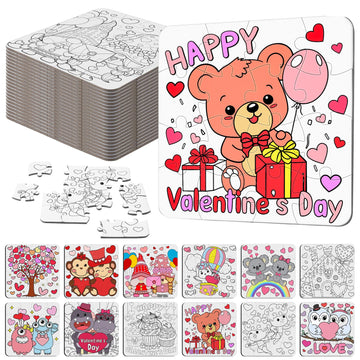 Realspring 24 Pack Color Your Own Jigsaw Puzzles For Kids Coloring Puzzles Diy Paper Jigsaw Party Favors Gifts Exchange Classroo