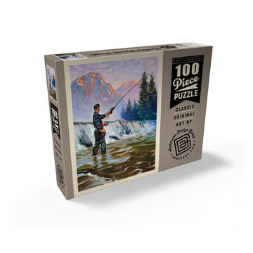 MyPuzzle Classic Sportsman: Fly Fishing, Vintage Poster - Premium 100 Piece Jigsaw Puzzle for Adults
