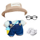 Designer Clothes for 17cm Doll  enhanced Dolls Demin Overalls Clothes  Cute Doll Outfit Accessories with Denim Overall  Ice Cream  Glasses  Shoes and Straw Hat  NZ001