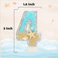 ElekFX 14th Birthday Candle - Beach Starfish Sequins, 2.76" Wax Cake Topper Decoration, Number 14 in Color 14