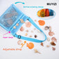 MUYIZI Mesh Beach Shell Collecting Bags - Large Multicolored Nylon (Blue, Yellow, Orange) - 3 Pack for Kids