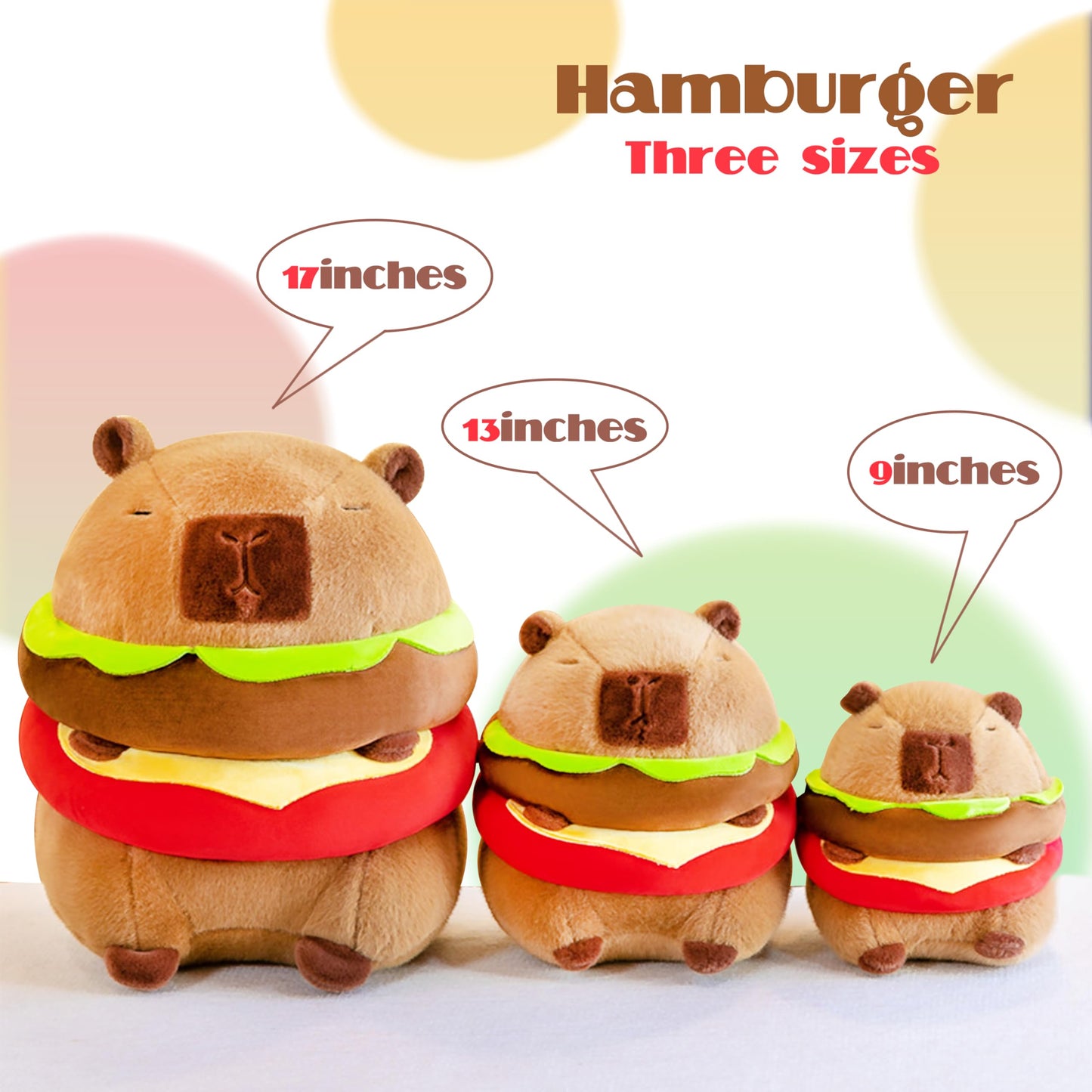 TXDRRA Capybara Plush Toy,Cute Capybara Stuffed Animal,Soft Brown Capybara Plushie,Gifts for Boys and Girls (Hamburger Capybara,