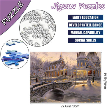 Jigsaw Puzzles for mature-themeds  Thomas Winter Holiday -Kinkade Jigsaw Puzzles for mature-themeds 1000 Pieces and Up  Christmas Puzzles Gift for Women &Mom