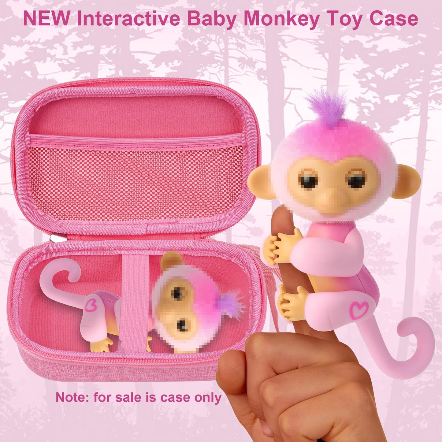 Mgznmty Carrying Case Compatible With Fingerlings Monkey Toy - 2023 New Interactive Toys For Kids (Pink) (Only Case)