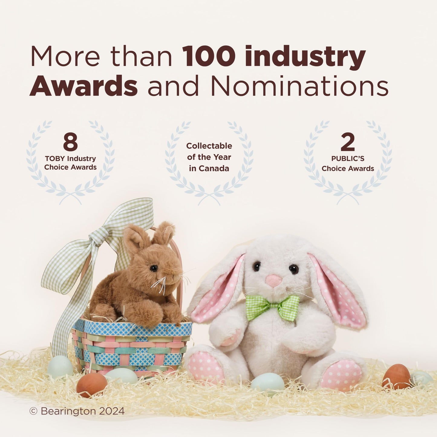 Bearington Snuggle Bunny Plush, 13.5 Inch Tan Stuffed Animal