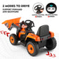 Joyldias 12V Ride On Excavator With 2.4Ghz Remote Control, Electric Construction Vehicle Bulldozer For Kids Digger With 3 Speeds, Bluetooth, Microphone Jack, Music, Lights, Orange