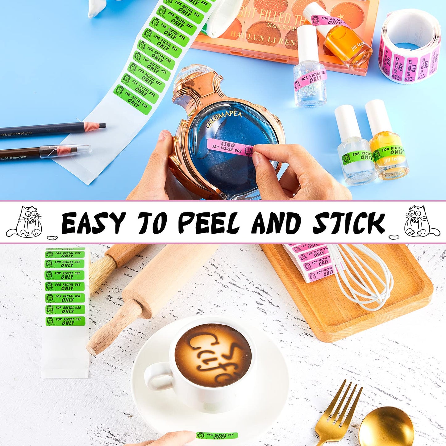 Epakh 400 Pieces Prank Stickers Funny Gag Pranks Gifts For Prank Stuff And Practical Jokes (Green, Purple)
