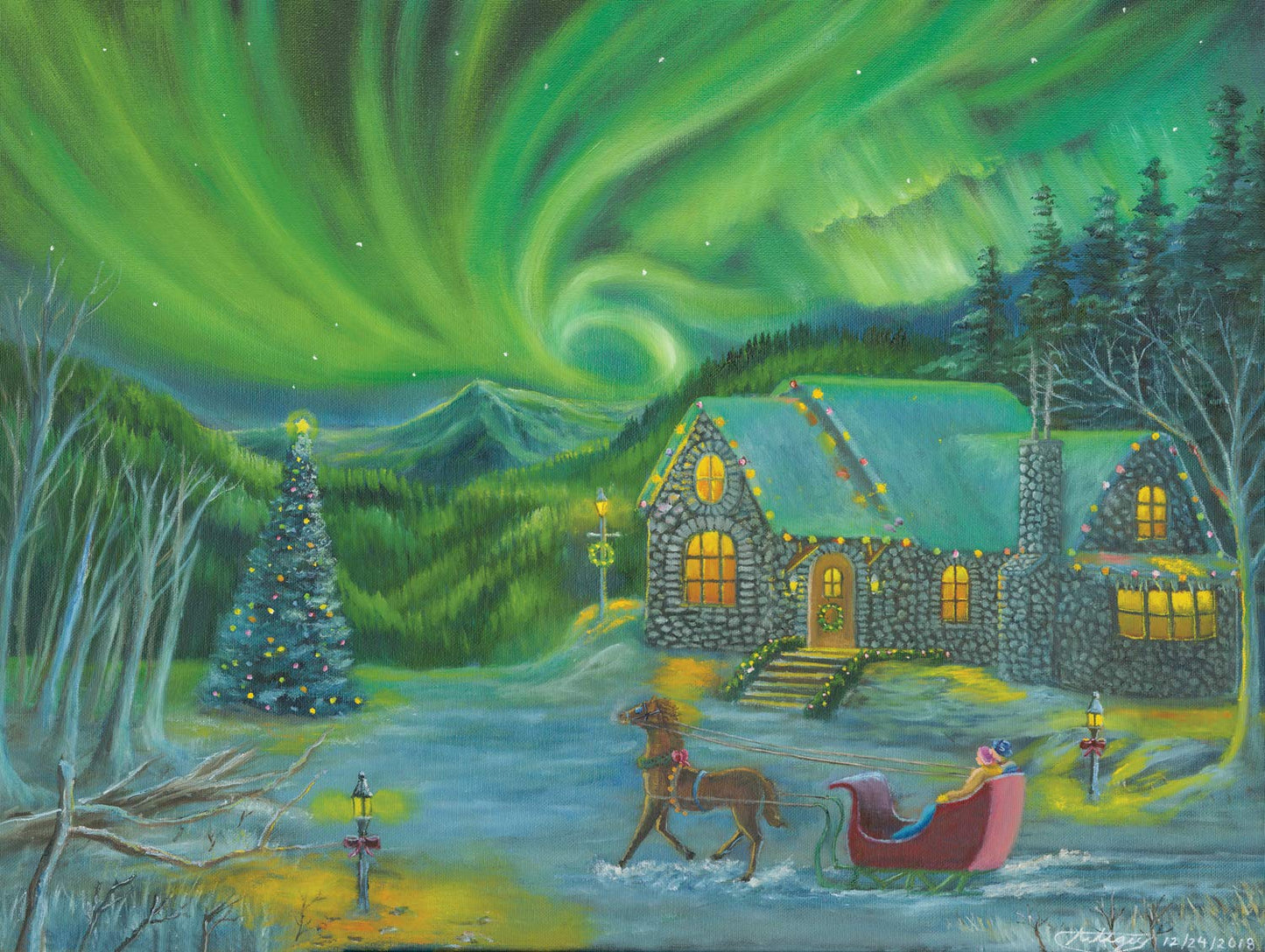 African American Expressions - Northern Lights Christmas Scene Puzzle - 500-Piece African American Jigsaw Puzzle For Adults | Wi