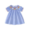 Toddler Girl Back To School Clothes Embroidery Smocked Dress Doll Collar Sundress First Day Of Pre Kindergarten Outfit (Ghost Pu