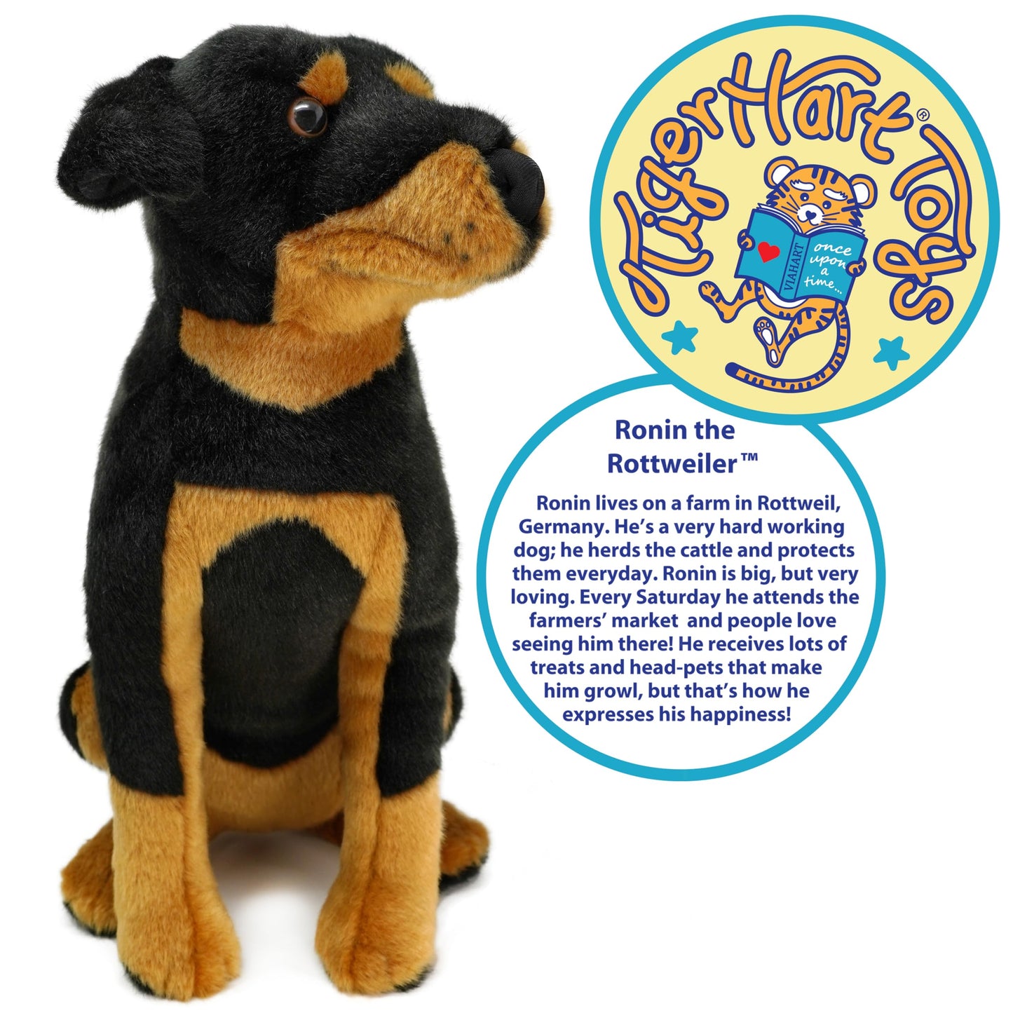 TigerHart Ronin The Rottweiler - 14 Inch Stuffed Animal Plush