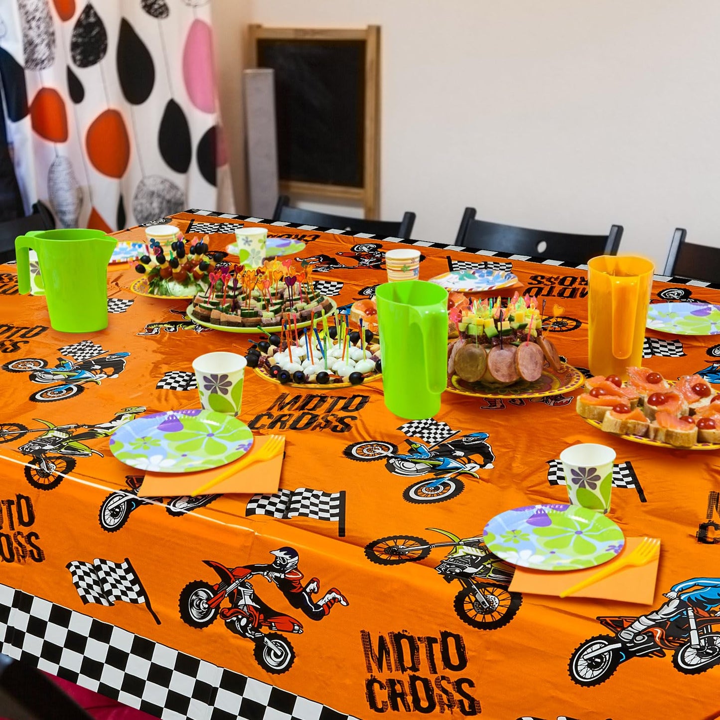 Dirt Bike Birthday Party Decorations Tablecloths Motorcycle Table Covers Dirt Bike Theme Table Covers Checkered Racing Baby Show
