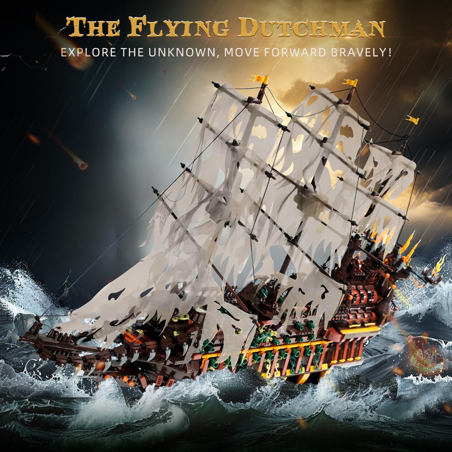 MOULD KING Large Pirate Ship Model Building Blocks Set, 4364+ Pieces, Colorful, Plastic, Model 13197, Ideal for Ages 8+ and Adult Collectors