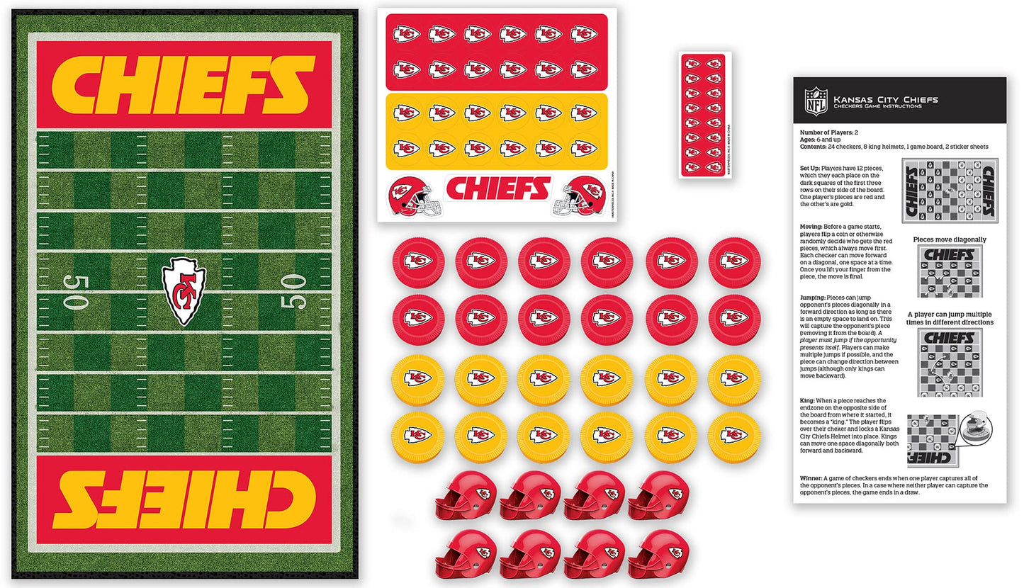 MasterPieces Family Game - NFL Kansas City Chiefs Checkers - Officially Licensed Board Game for Kids & Adults , 13 x 21
