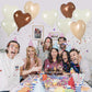 TONIFUL 30Pcs 18 Inch Cream White Heart Balloons Light Brown Coffee Heart Shape Foil Balloons Decoration for Birthday Valentine