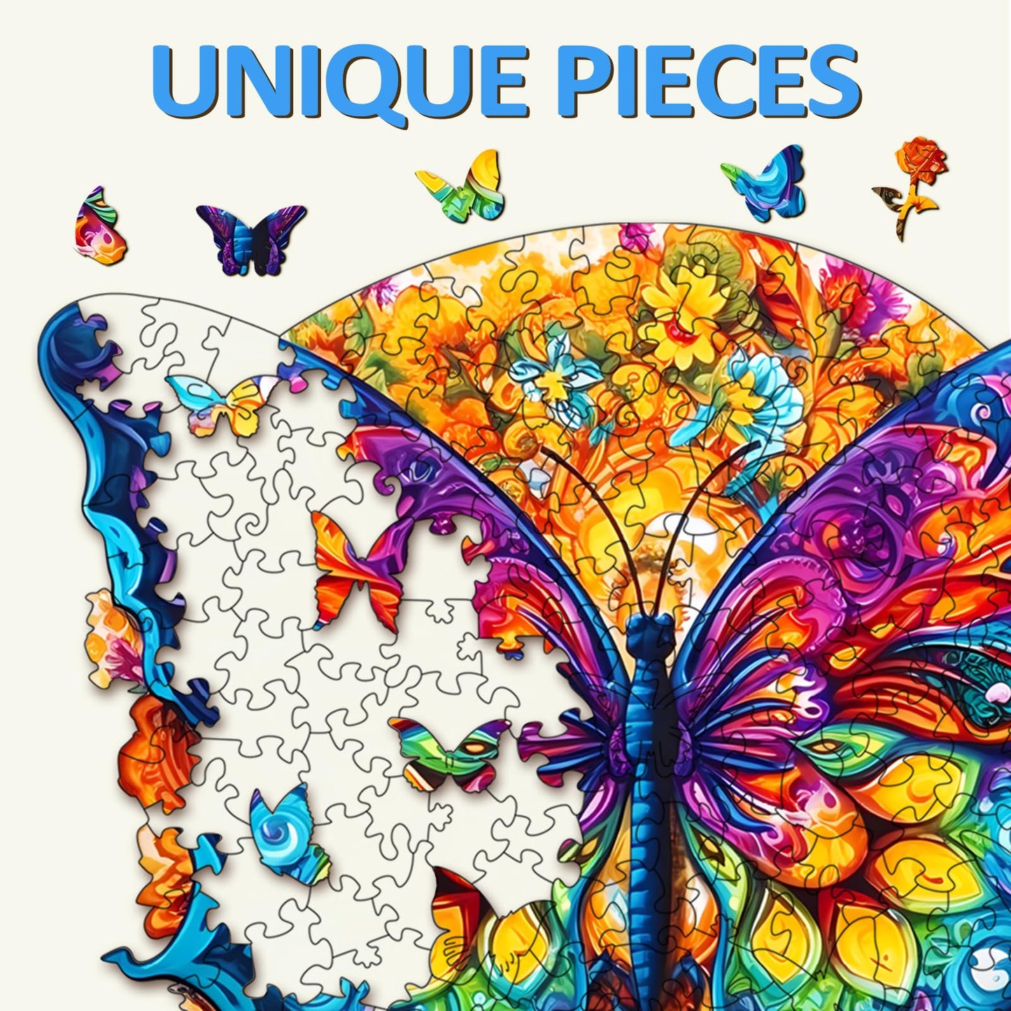 Wooden Puzzles For Adults, 300 Pieces Adult Puzzles, Unique Mandala Butterfly Puzzles Gifts For Cat Lover, Wooden Puzzle Games (L-15.7 * 14.1In)
